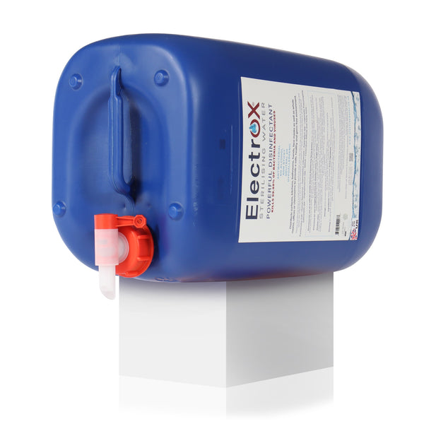 Electrox 25 litre bulk container showing handy tap attachment making it easier to decant Electrox.